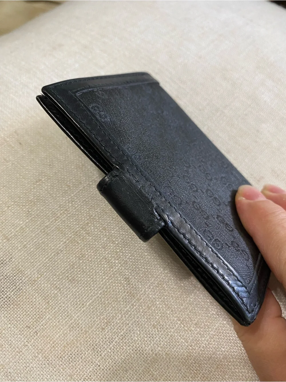 Vintage Gucci Trifold Wallet Card Holder Micro GG Black